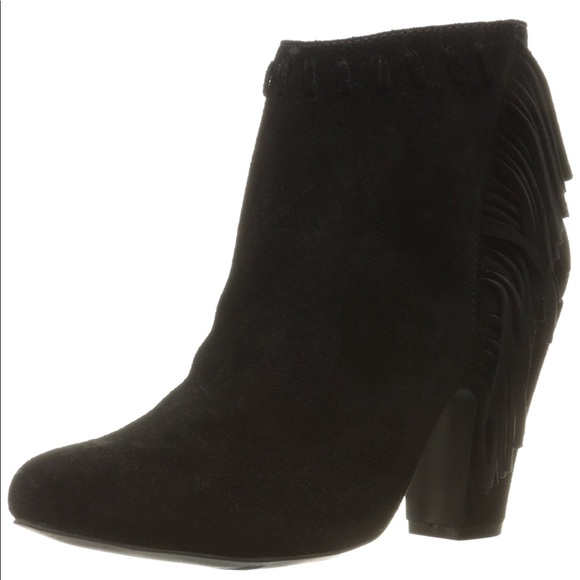 Urban Outfitters Shoes - Black Distressed Suede Stitched Fringe Ankle Boots